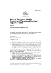 2005 No 681  New South Wales National Parks and Wildlife Amendment (Threatened Species)