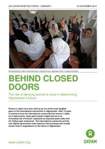 Behind Closed Doors: The risk of denying women a voice in determining Afghanistan’s future