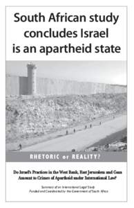South African study concludes Israel is an apartheid state Source: OCHA