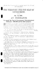 I Extract from Commonwealth of Australia Gazette, No. 17, dated 15th April, [removed]THE TERRITORY FOR THE SEAT OF GOVERNMENT. No. 4 of 1937.