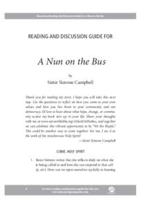 HarperOne Reading and Discussion Guide for A Nun on the Bus  Reading and Discussion Guide for A Nun on the Bus by