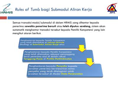 Rules of Thumb bagi  Submodul Aliran Kerja