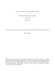 Board of Governors of the Federal Reserve System  International Finance Discussion Paper Number 735 August 2002