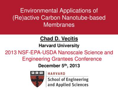 Environmental Applications of (Re)active Carbon Nanotube-based Membranes Chad D. Vecitis Harvard University