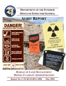    DEPARTMENT OF THE INTERIOR OFFICE OF INSPECTOR GENERAL  AUDIT REPORT