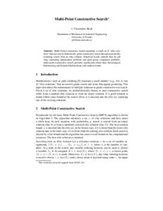 Multi-Point Constructive Search? J. Christopher Beck Department of Mechanical & Industrial Engineering University of Toronto 