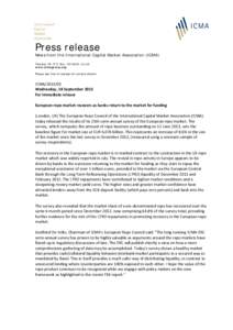 Press release  News from the International Capital Market Association (ICMA) Talacker 29, P.O. Box, CH-8022, Zurich www.icmagroup.org Please see foot of release for contact details