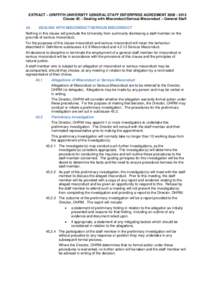 EXTRACT – GRIFFITH UNIVERSITY GENERAL STAFF ENTERPRISE AGREEMENTClause 45 – Dealing with Misconduct/Serious Misconduct – General Staff 45. DEALING WITH MISCONDUCT/SERIOUS MISCONDUCT