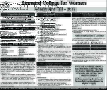 Kinnaird College for Women Admissions Fall – 2015 Undergraduate Programmes The following 4 years programs are offered leading to BA/ BS (Hons) / BBA / BFA / BCS Degrees