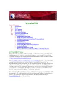 Sustainability Newsletter November 2008