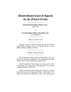 United States Court of Appeals for the Federal Circuit ______________________ SHAW INDUSTRIES GROUP, INC., Appellant