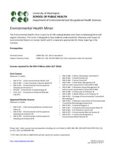 University of Washington  SCHOOL OF PUBLIC HEALTH Department of Environmental and Occupational Health Sciences