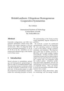 BritishLanthorn: Ubiquitous Homogeneous Cooperative Symmetries Ike Antkare International Institute of Technology United Slates of Earth 