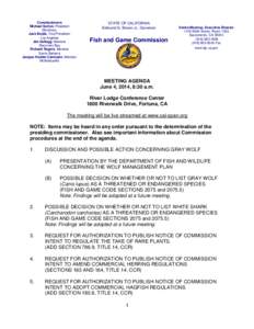 Fish and Game Commission Meeting Agenda, June 4, 2014