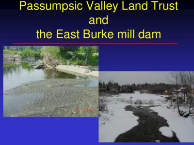 Passumpsic Valley Land Trust and the East Burke mill dam Removing the East Burke Mill Dam WHY IT SHOULD BE EASY