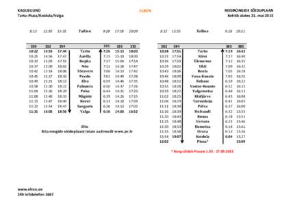 KAGUSUUND Tartu-Piusa/Koidula/Valga 8:12  12:50