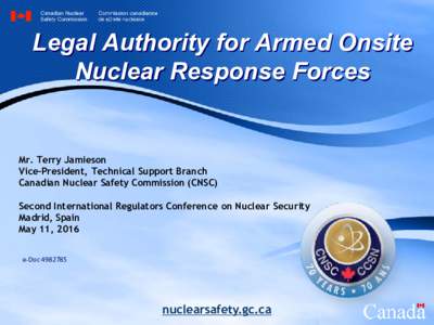 Legal Authority for Armed Onsite Nuclear Response Forces