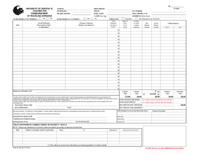 Please use lower case when completing this form. Using upper case increases the possibility of losing part of the entries. UNIVERSITY OF CENTRAL FL VOUCHER FOR REIMBURSEMENT OF TRAVELING EXPENSES IS TRAVELER A UCF STUDEN