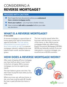 1  Considering a Reverse Mortgage? Proceed with caution 1