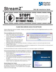 StreamZ  TM 3RU AD Installation Guide