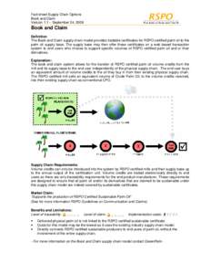 Fact sheet Supply Chain Options Book and Claim Version 1.1 – September 24, 2008 Book and Claim Definition