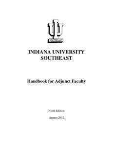 INDIANA UNIVERSITY SOUTHEAST Handbook for Adjunct Faculty  Ninth Edition