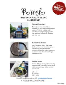 *  Pomelo 2015 SAUVIGNON BLANC CALIFORNIA