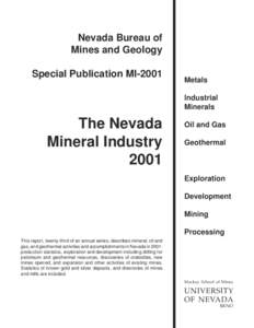 Nevada Bureau of Mines and Geology Special Publication MI-2001 Metals Industrial