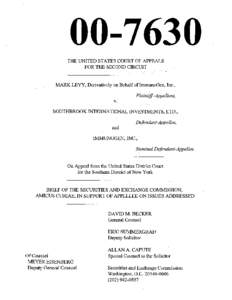 Brief of the Securities and Exchange Commission, Amicus Curiae, In Support Of Appellee On Issues Addressed; Levy v. Southbrook International Investments, LTD