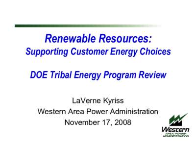 Western Area Power Administration (WAPA) - Overview and Collaboration with Tribes