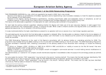 Administrative law / Aviation / European Aviation Safety Agency / Notice of proposed rulemaking / Rulemaking / Public administration / Aircraft maintenance / Work / United States administrative law / Transport / Project management