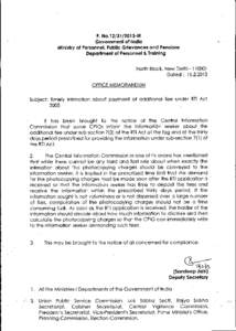 F. No[removed]IR Government of India Ministry of Personnel, Public Grievances and Pensions Department of Personnel & Training  North Block, New Delhi[removed]