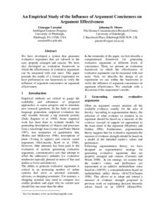 An Empirical Study of the Influence of Argument Conciseness on Argument Effectiveness Giuseppe Carenini Intelligent Systems Program University of Pittsburgh, Pittsburgh, PA 15260, USA