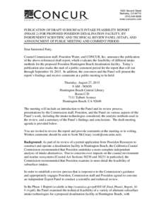 1832 Second Street Berkeley, CA8008 www.concurinc.com  PUBLICATION OF DRAFT SUBSURFACE INTAKE FEASIBILITY REPORT