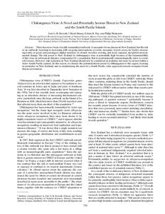 Am. J. Trop. Med. Hyg., 83(4), 2010, pp. 755–759 doi:[removed]ajtmh[removed]Copyright © 2010 by The American Society of Tropical Medicine and Hygiene Chikungunya Virus: A Novel and Potentially Serious Threat to Ne