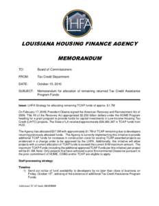 LOUISIANA HOUSING FINANCE AGENCY