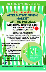 Shop Local, Buy Local, Give Local.  6th Annual Alternative Giving Market