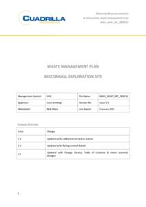 BOWLAND RESOURCES LIMITED EP APPLICATION: WASTE MANAGEMENT PLAN MWD_WMP_BEC_082012 WASTE MANAGEMENT PLAN BECCONSALL EXPLORATION SITE