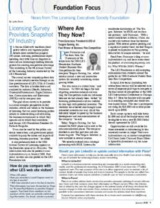 Foundation Focus News from The Licensing Executives Society Foundation By Lydia Steck Licensing Survey Where Are Provides Snapshot They Now?