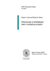 BOFIT Discussion Papers 9 • 2013 Rajeev K. Goel and Michael A. Nelson  Effectiveness of whistleblower