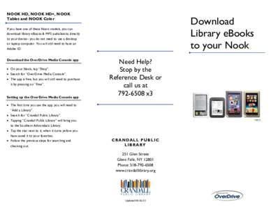 Electronic publishing / Publishing / Media technology / EPUB / Adobe Digital Editions / Nook Color / Barnes & Noble Nook / Nook Simple Touch / OverDrive Media Console / Barnes & Noble / Android devices / E-books