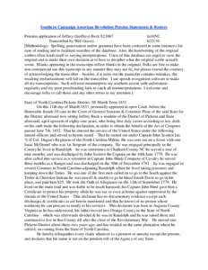 Southern Campaign American Revolution Pension Statements & Rosters Pension application of Jeffrey (Jeoffrey) Beck S21067 fn16NC Transcribed by Will Graves[removed]Methodology: Spelling, punctuation and/or grammar have b