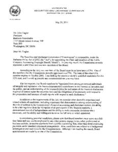 Letter to John Engler re: Recommendations for PCAOB Candidates