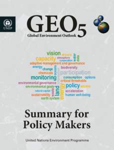 Environmental social science / Environmentalism / Environmental economics / United Nations Development Group / United Nations Environment Programme / Environmental governance / Global Environment Outlook / Global warming / Environmental impact assessment / Environment / Earth / Sustainability