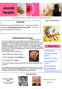 Jewish Health The Jewish E-zine for Holistic Health and Natural Nutrition Issue 1, Rosh Hashanah  In this Issue