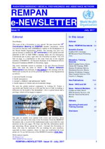 RADIATION EMERGENCY MEDICAL PREPAREDNESS AND ASSISTANCE NETWORK  REMPAN e-NEWSLETTER Issue 15