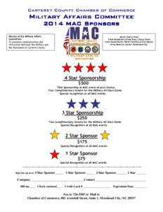Carteret County Chamber of Commerce  Military Affairs Committee[removed]MAC Sponsors Mission of the Military Affairs
