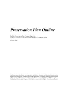 Preservation Plan Outline Buffalo Preservation Plan Program Report on Technical Assistance on the Preservation Plan Process BURAJune 7, 2004