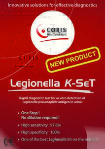 Innovative solutions for effective diagnostics  Legionella K-SeT