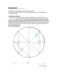 [SoleNoid] Installation space: A dark space / room should be used to achieve the ideal effect. The installation requires at least 5m x 5m of floor space and around this an additional space is needed for the public.  Inst